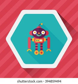 robot concept flat icon with long shadow,eps10