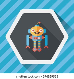 robot concept flat icon with long shadow,eps10