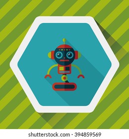 robot concept flat icon with long shadow,eps10
