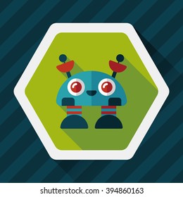 robot concept flat icon with long shadow,eps10