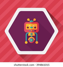 robot concept flat icon with long shadow,eps10
