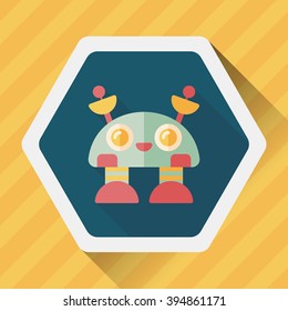 robot concept flat icon with long shadow,eps10