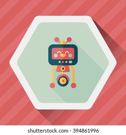 robot concept flat icon with long shadow,eps10