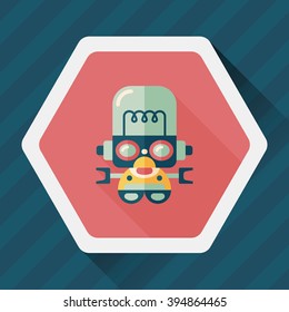 robot concept flat icon with long shadow,eps10