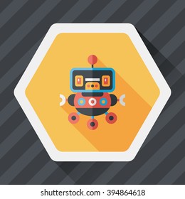 robot concept flat icon with long shadow,eps10