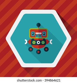 robot concept flat icon with long shadow,eps10