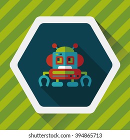 robot concept flat icon with long shadow,eps10