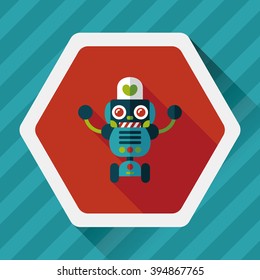 robot concept flat icon with long shadow,eps10