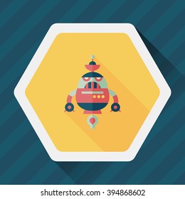 robot concept flat icon with long shadow,eps10