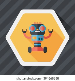 robot concept flat icon with long shadow,eps10