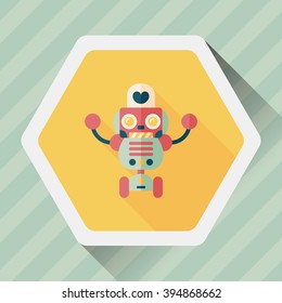 robot concept flat icon with long shadow,eps10