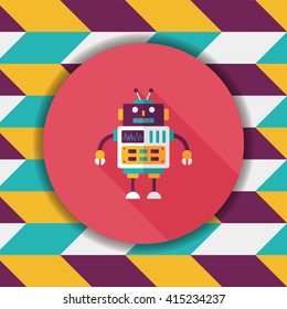 robot concept flat icon with long shadow,eps10