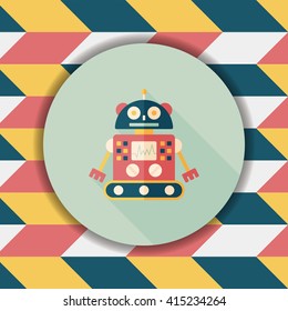 robot concept flat icon with long shadow,eps10