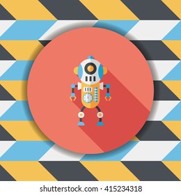 robot concept flat icon with long shadow,eps10