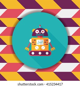 robot concept flat icon with long shadow,eps10
