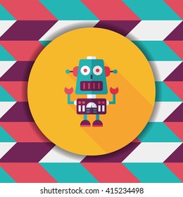 robot concept flat icon with long shadow,eps10