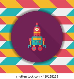 robot concept flat icon with long shadow,eps10