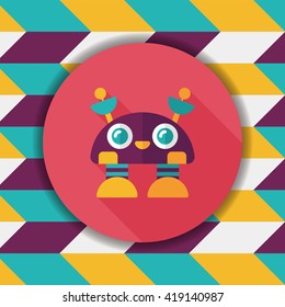 robot concept flat icon with long shadow,eps10