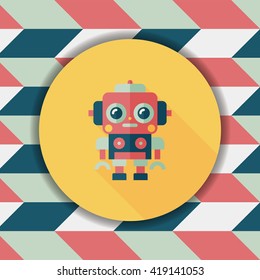 robot concept flat icon with long shadow,eps10