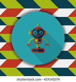 robot concept flat icon with long shadow,eps10