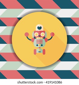 robot concept flat icon with long shadow,eps10