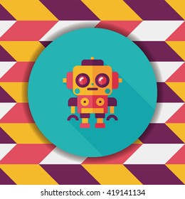 robot concept flat icon with long shadow,eps10