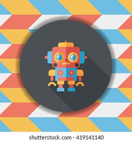 robot concept flat icon with long shadow,eps10