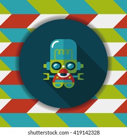 robot concept flat icon with long shadow,eps10