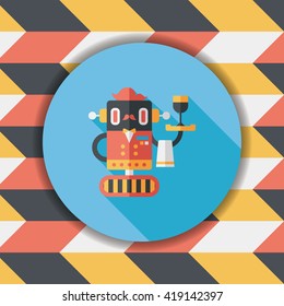robot concept flat icon with long shadow,eps10
