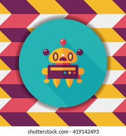 robot concept flat icon with long shadow,eps10