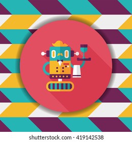 robot concept flat icon with long shadow,eps10