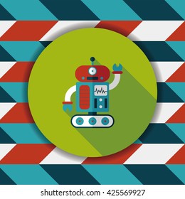 robot concept flat icon with long shadow,eps10
