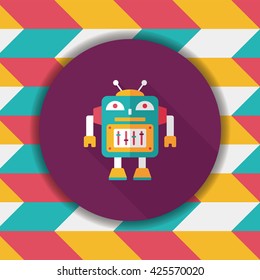 robot concept flat icon with long shadow,eps10