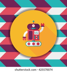 robot concept flat icon with long shadow,eps10
