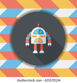 robot concept flat icon with long shadow,eps10