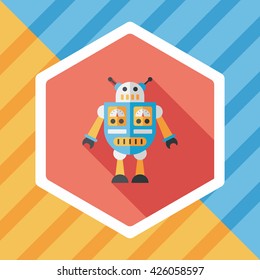 robot concept flat icon with long shadow,eps10