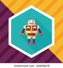 robot concept flat icon with long shadow,eps10