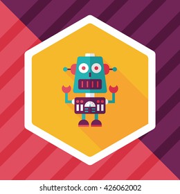 robot concept flat icon with long shadow,eps10