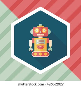 robot concept flat icon with long shadow,eps10