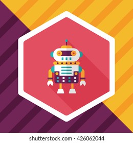 robot concept flat icon with long shadow,eps10