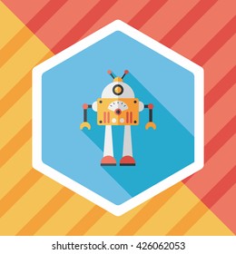 robot concept flat icon with long shadow,eps10