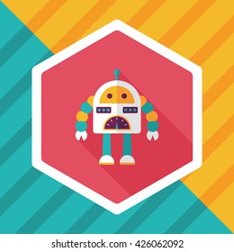 robot concept flat icon with long shadow,eps10