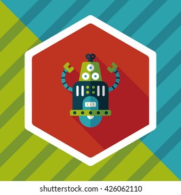 robot concept flat icon with long shadow,eps10