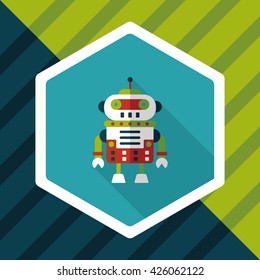 robot concept flat icon with long shadow,eps10