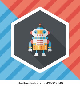 robot concept flat icon with long shadow,eps10