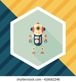 robot concept flat icon with long shadow,eps10