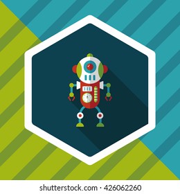 robot concept flat icon with long shadow,eps10