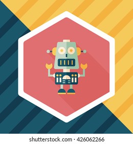 robot concept flat icon with long shadow,eps10