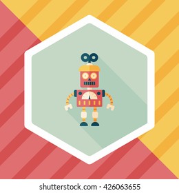 robot concept flat icon with long shadow,eps10
