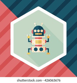 robot concept flat icon with long shadow,eps10